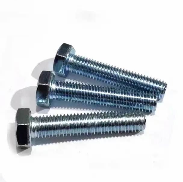 DIN 933 Galvanized Blue White Carbon Steel Hex Bolts Fully-Thread